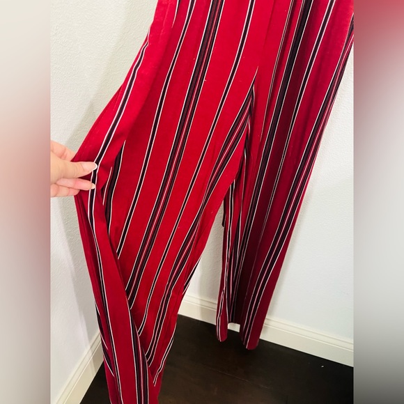 Allison Joy Jumpsuit Romper Burgundy Stripped Size Large - Picture 6 of 7